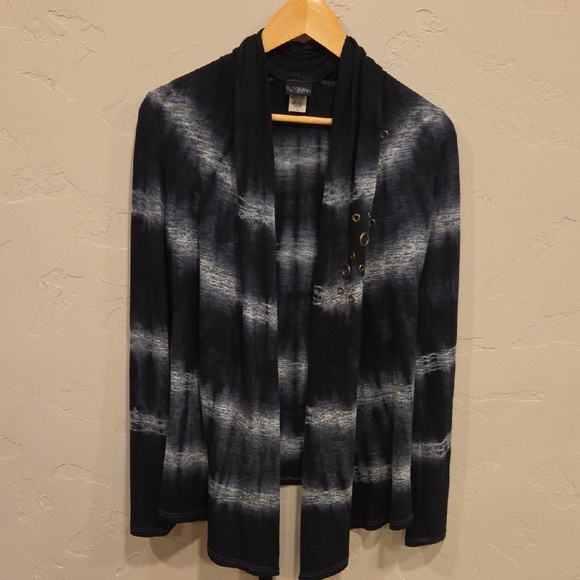 Daytrip Sweaters - Daytrip Womens Black and White Tie-Dye Sweater/cardigan Size Large